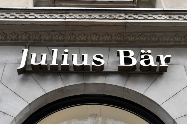 Das Logo der Privatbank Julius Bär in Zürich. (Bild: Walter Bieri/Keystone, 31. Januar 2018)