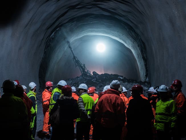 Der Durchstich beim Ceneri-Basistunnel im Jahr 2016. 