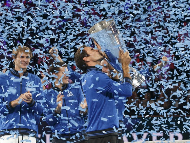 Schöne Erinnerungen: Bei den ersten drei Austragungen gewann Roger Federer jeweils mit dem Team Europa den Laver Cup