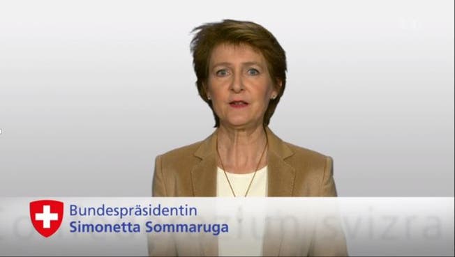 Ein Moment zum innehalten und Gedenken: Bundespräsidentin Simonetta Sommargua spricht im Fernsehen SRF zum Tag der Kranken am 1. März 2020.