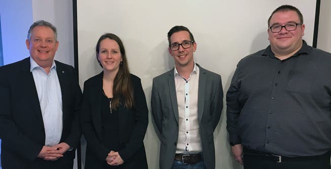 Stadtpräsident Thomas Niederberger, Franziska Fuhrimann, Tobias Kleger und Christian Geiger.
