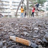 Zigarettenstummel auf einem Kinderspielplatz. (Kenneth Nars / BLZ)