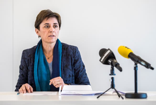 Die Thurgauer Monika Knill an der Pressekonferenz in Frauenfeld zu den neusten Massnahmen gegen die Corona-Pandemie. 