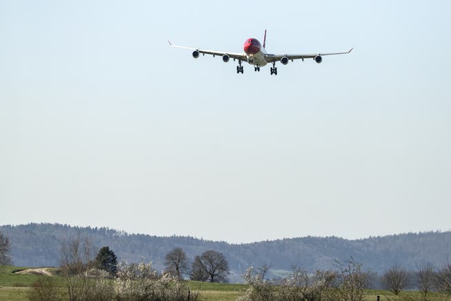 Eine Maschine mit Schweizern Rückkehrern landet in Zürich-Kloten. 