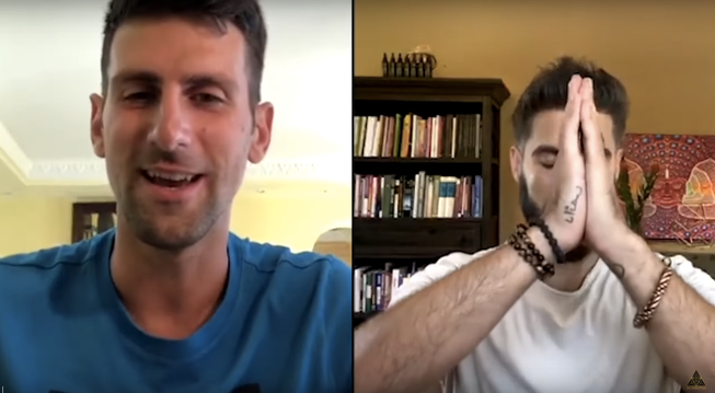 Novak Djokovic und Chervin Jafarieh im Instagram-Livegespräch.