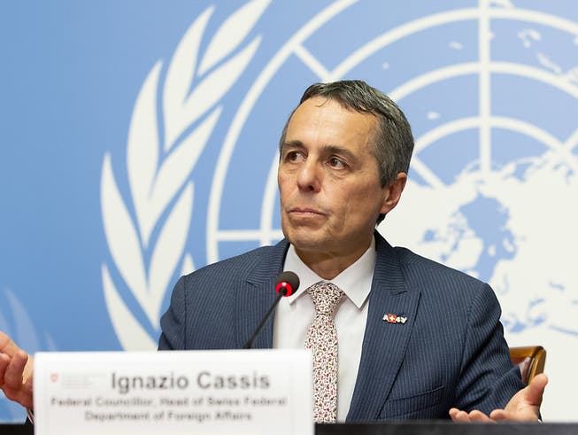 Bundesrat Ignazio Cassis am Freitag in Genf an der Feier zum 75-jährigen Bestehen der Uno-Charta.