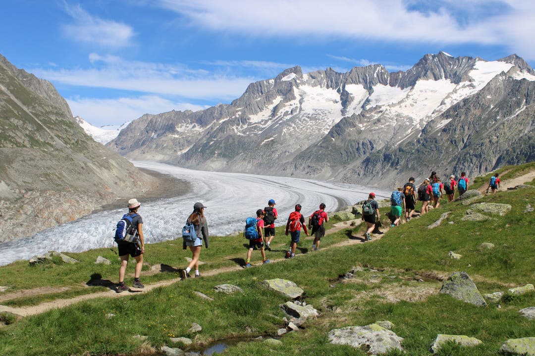 Für diese wunderschöne Aussicht auf den Aletschgletscher hat sich die strenge Wanderung gelohnt.