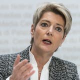 Bundesrätin Karin Keller-Sutter wird am 22. Januar 2021 am Rheintaler Wirtschaftsforum auftreten. (Alessandro Della Valle/Keystone (Bern, 1. April 2020))
