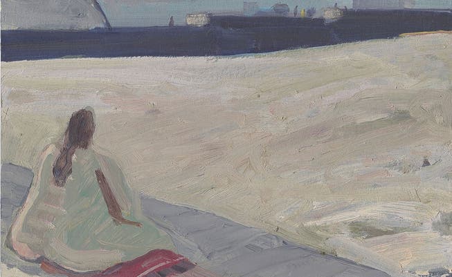 «Livorno», ist dieses Bild von Lukas Hirschi betitelt. Eine Dame misst ihre Kräfte mit dem Meer.