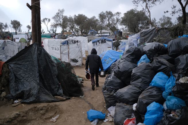 Das Flüchtlingslager Moria auf der griechischen Insel Lesbos Ende Februar 2020. 