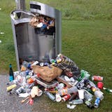 Abfälle liegen rund um den Kübel im Seeburgpark ((Bild: PD))
