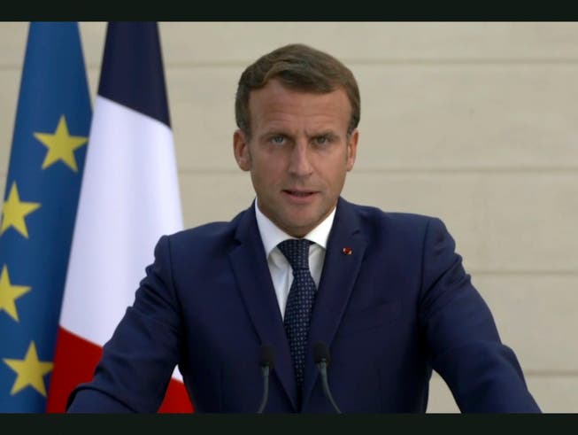 SCREENSHOT - Emmanuel Macron, Präsident von Frankreich, spricht anlässlich des Beginns der UN-Generaldebatte. Foto: Uncredited/UNTV/AP/dpa - ACHTUNG: Nur zur redaktionellen Verwendung im Zusammenhang mit der aktuellen Berichterstattung und nur mit vollständiger Nennung des vorstehenden Credits