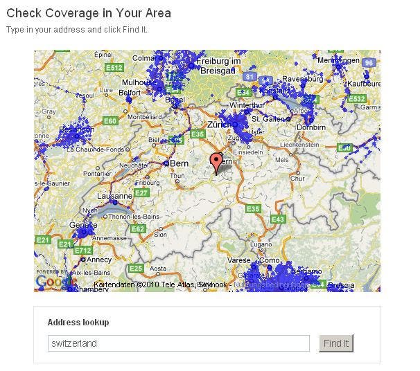  Auf seiner Webseite präsentiert Skyhook seinen Fortschritt beim Erfassen von Funknetzwerken. Hier die Schweiz...
