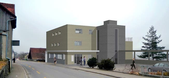 Das künftige Gebäude der Schalter von «Die Post» in Seengen. visualisierung: hauri seetal immobilien ag