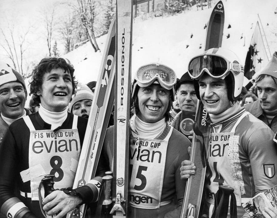 Siegebild 1974: Franz Klammer, Roland Colombin und Herbert Plank.