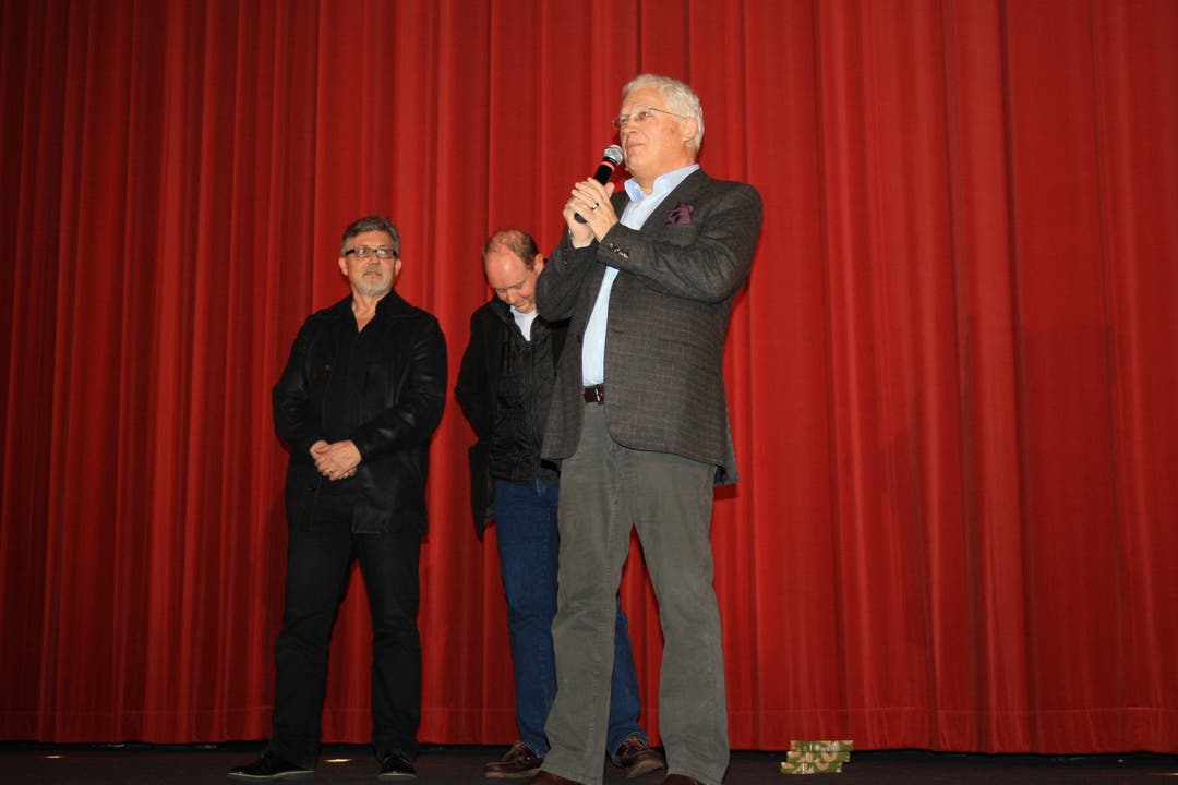 Filmpremiere in Baden mit Marco RIma Jürg Ebe, Produzent Hans Syz und Peter Sterk (von links)