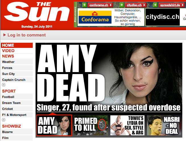  Die junge Soul-Diva Amy Winehouse starb am Samstag, 23. Juli, in ihrer Wohnung.