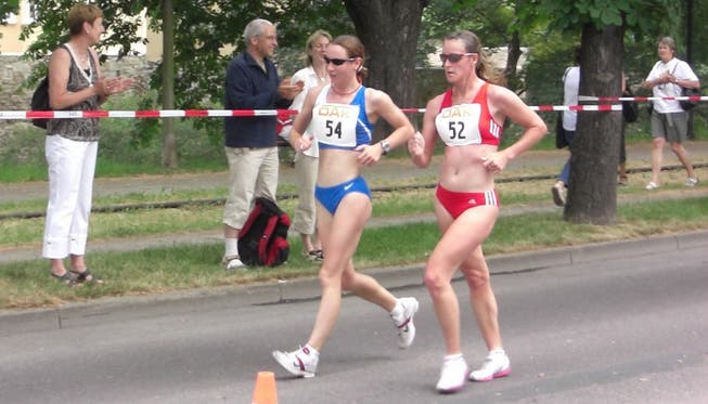 Sabine Krentz (links) bei einem Wettkampf 2008 in Naumburg