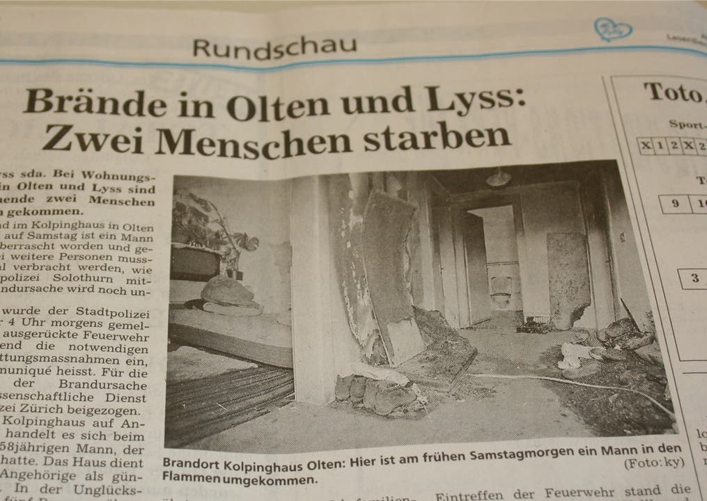  «Solothurner Zeitung» vom Dezember 1994: Hatten beim Brand in Olten die gleichen Täter die Hände im Spiel wie im Mordfall von Dulliken vom August 1993? Die Ermittlungen laufen wieder auf Hochtouren.