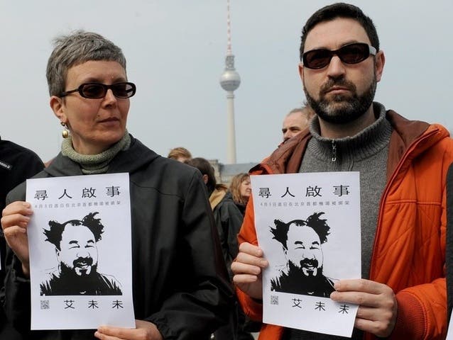 Demonstration für Freilassung von Ai Weiwei in Berlin