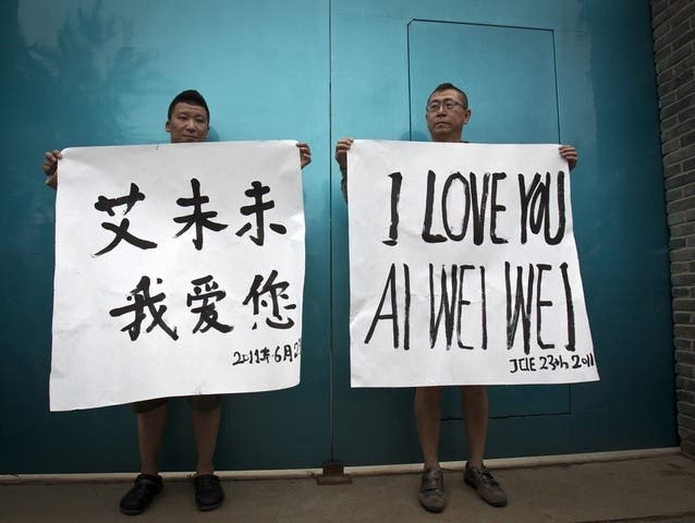 Zwei Chinesen solidarisieren sich mit dem Dissidenten Ai Weiwei