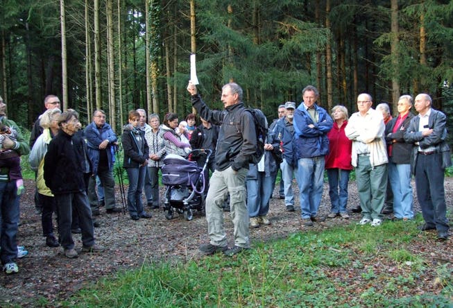 Frank Haemmerli, Leiter der Forstdienste Lenzia, informierte die Othmarsinger Waldumgangteilnehmer. bwi