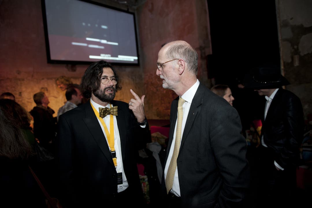Thomas Geiser (links), Vorstand Solothurner Filmtage, im Gespräch