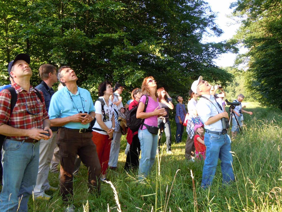 Ornithologe Adolf Fäs bringt die Teilnehmerinnen und Teilnehmer der Exursion zum Staunen.