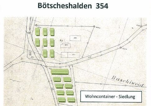 Der Plan einer Wohncontainer-Siedlung auf Wlater Webers Bauernhof.