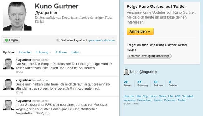 Das Twitter-Konto von Kuno Gurtner