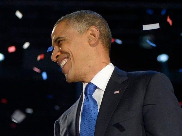 Wirkt nach der erfolgreichen Wahl sehr gelöst: US-Präsident Barack Obama bei der Siegesfeier in Chicago