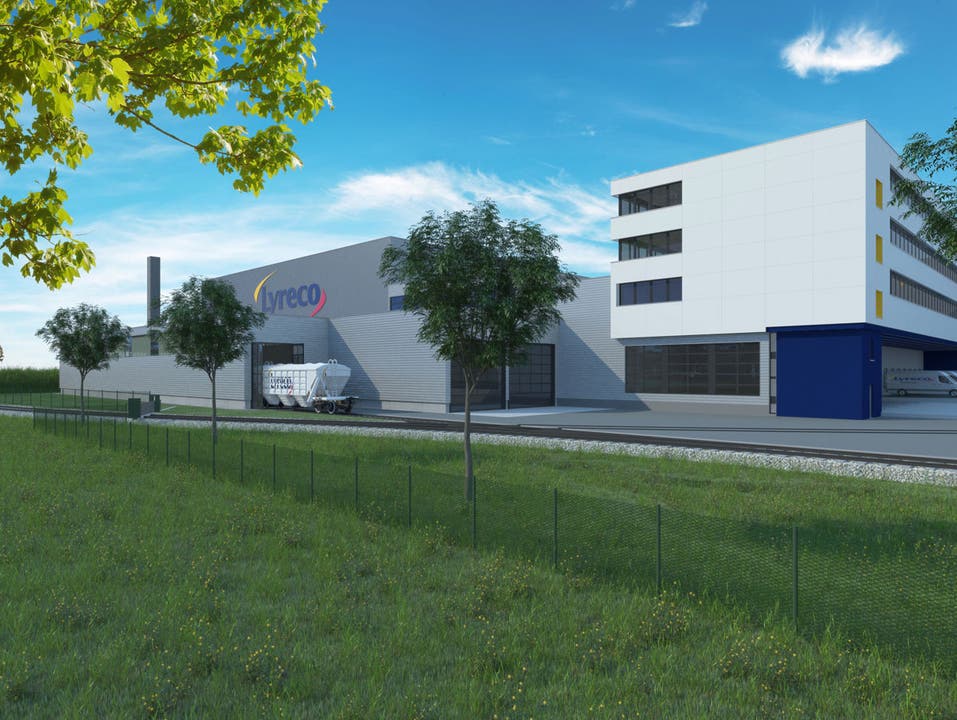 So wird das neue Betriebs- und Verwaltungsgebäude von Lyreco in Dintikon aussehen (Computer-Illustration)