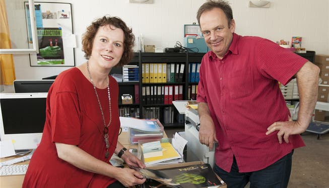 Katja Spiess und Markus Lerch im Büro der Figura-Festivalleitung in Baden.