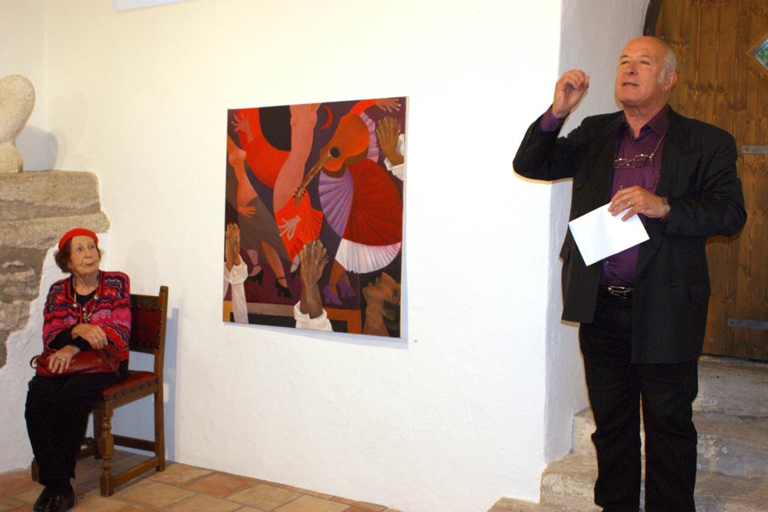 Vernissagenredner Roy Oppenheim mit der Künstlerin Simone Bonzon