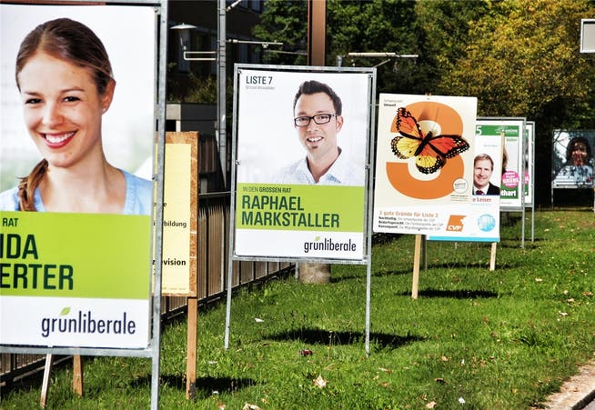 Im Aargau spriessen wieder Wahlplakate aus dem Boden. Christoph Voellmy