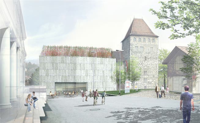 Das neue Stadtmuseum mit Blüten-Dach. Auch die Nord- und die Westfassade werden begrünt.