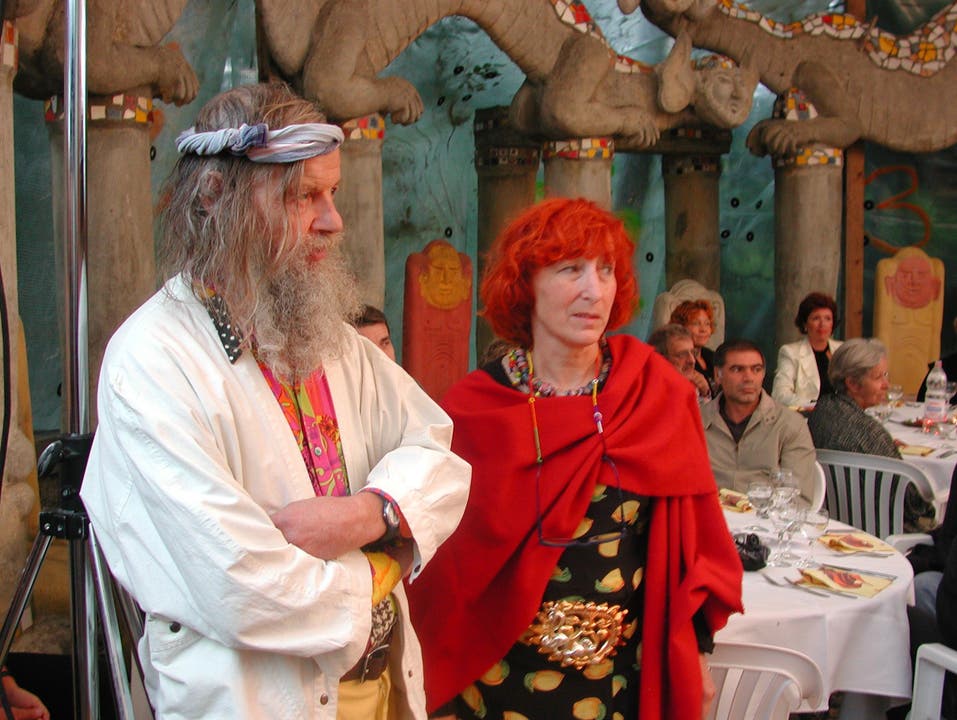 Bruno Weber und seine Frau Mariann Weber-Godon am Fest zum 40-Jahr-Jubiläum des Weinrebenparks im Jahr 2003