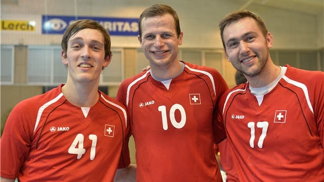 Die drei Aargauer im Schweizer Nationalteam: v.l.n.r.: Marvin Lier, David Graubner und Marcel Hess. Foto: Alexander Wagner