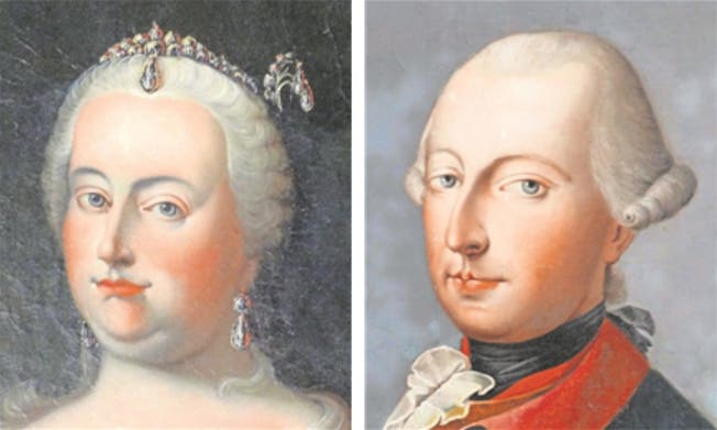 Mutter und Sohn an der Macht: Maria Theresia und ihr Sohn Joseph II., deren Porträts im Laufenburger Gerichtssaal hängen. Fotos: chr