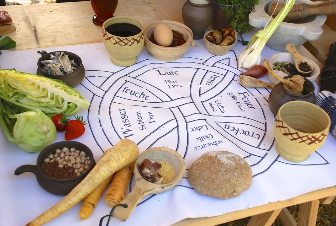 Die mittelalterliche Küche orientiert sich an den vier Elementen.