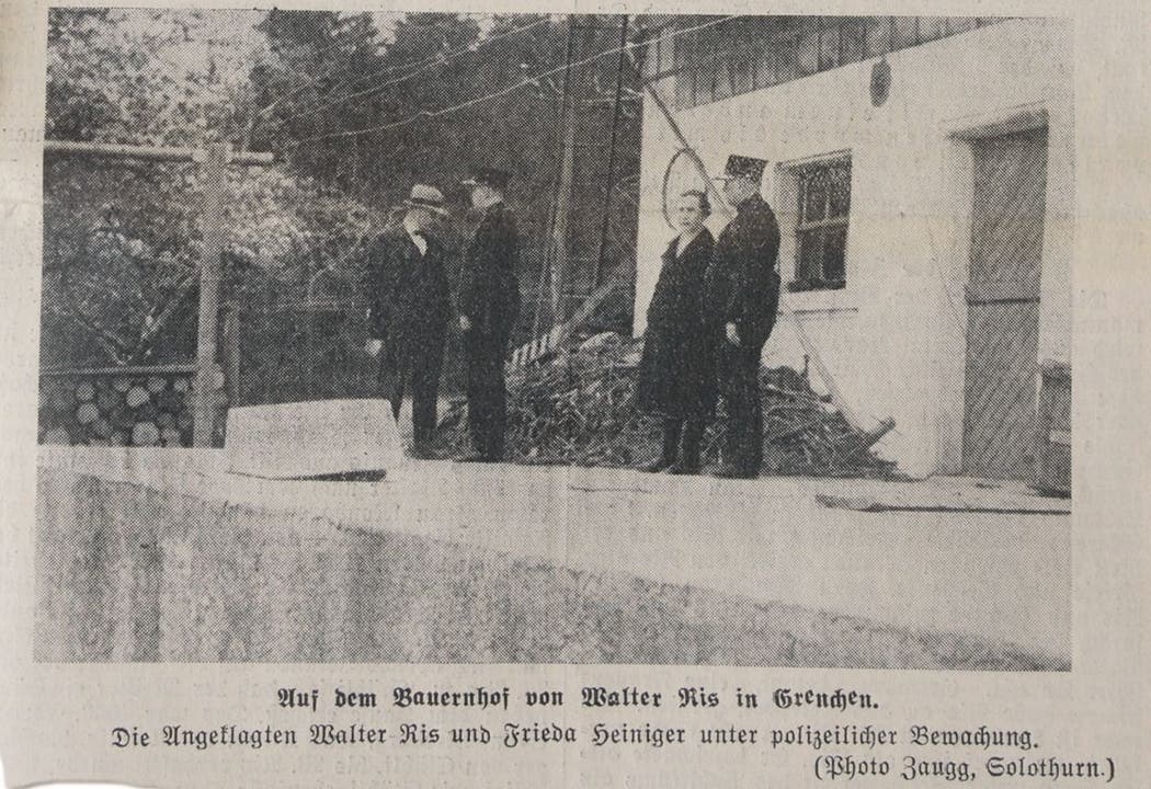 Die Solothurner Zeitung publizierte am 30. April 1936 Fotos von der Gerichtsverhandlung und der Tatortbesichtigung.