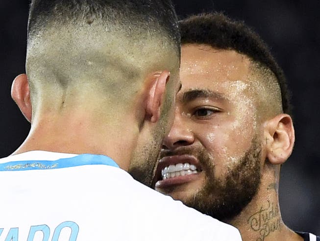 Keine weiteren Strafen: Im Meisterschaftsspiel zwischen Marseille und PSG gerieten Alvaro Gonzalez (li.) und Neymar aneinander