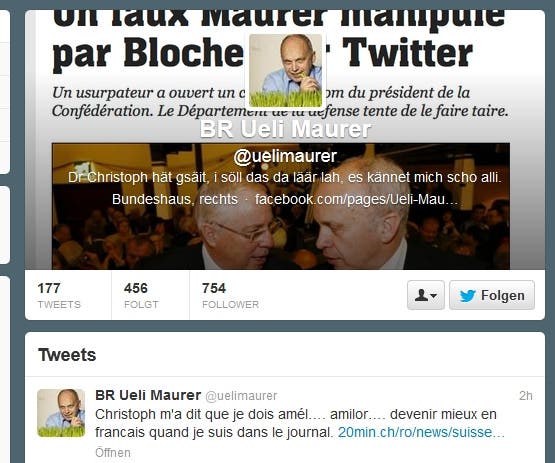 Oktober: Maurer macht Schlagzeilen in den Sozialen Medien - dank einem gefälschten Twitter-Account.