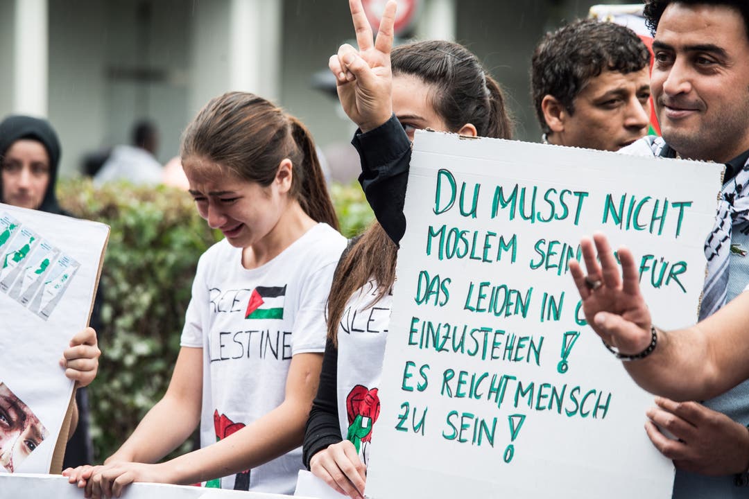 Pro-Palästina-Demonstranten in Aarau.