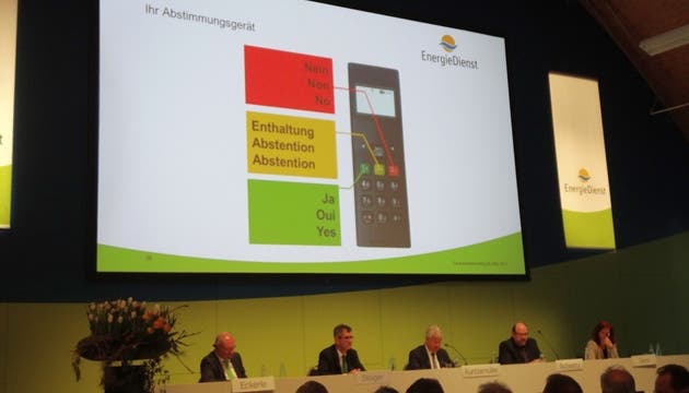 Erstmals konnten die Aktionärinnen und Aktionäre an einer Generalversammlung der Energiedienst Holding AG in Laufenburg ihre Stimme elektronisch abgeben. – Foto: chr