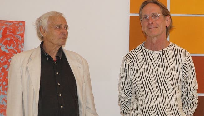 Hans Anliker (links) und Stefan Muntwyler vor ihren Bildwelten.