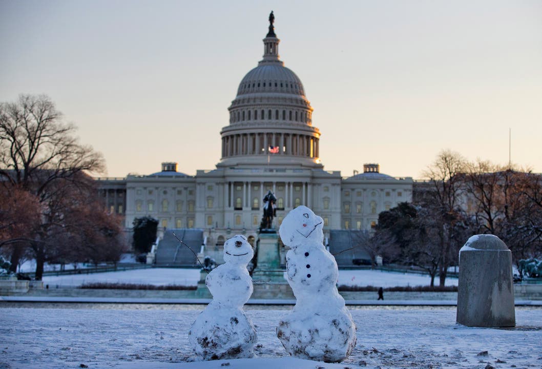 Schneemänner vor dem Capitol in Washington