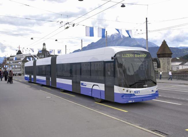 Ab Mitte 2014 soll der Hess-Doppelgelenk-Trolleybus mit tramähnlichem Design in Luzern verkehren.