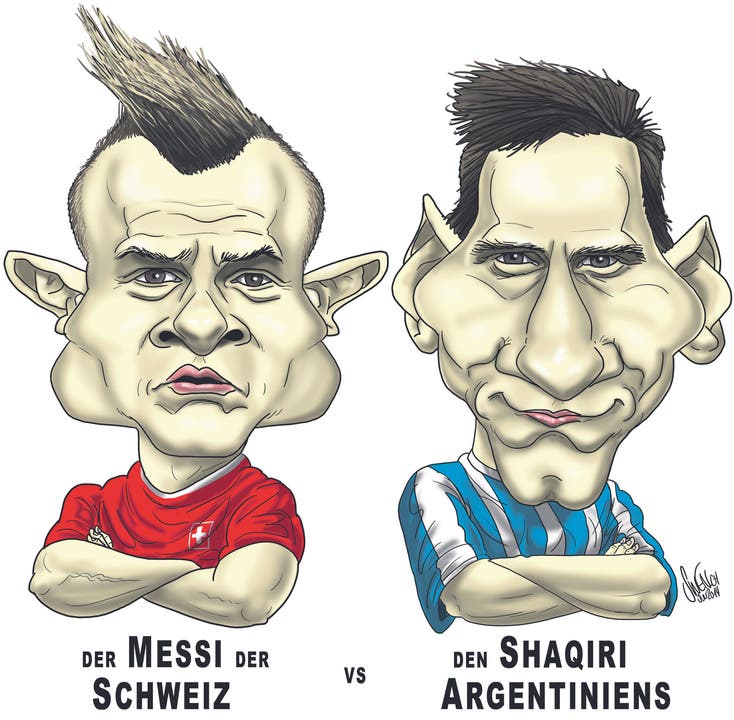 Shaqiri gegen Messi Unser Karikaturist Silvan Wegmann hat gezeichnet - brilliant!