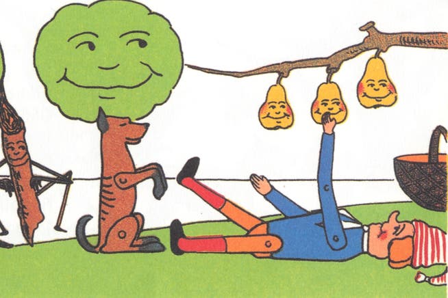 Die Birnen landen nun also doch noch im Korb – so wie im Kinderbuch «Joggeli söll ga Birli schüttle!» HO